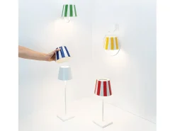 Best Lámpara de mesa LED Poldina Lido de rayas rojas, recargable y regulable con duración de batería de hasta 12 horas. Para uso exterior IP65 Rojo
