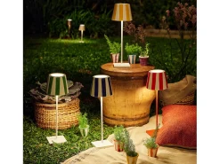 Best Lámpara de mesa LED Poldina Lido de rayas rojas, recargable y regulable con duración de batería de hasta 12 horas. Para uso exterior IP65 Rojo