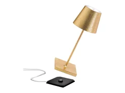 Outlet Lámpara de mesa LED Poldina Pro Mini Gold Leaf recargable y regulable con batería de hasta 12 horas Amarillo