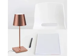 Online Lámpara de mesa LED Poldina Pro Mini Copper Leaf recargable y regulable con batería de hasta 12 horas Naranja