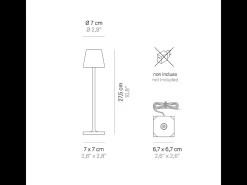 Lámpara de mesa LED Poldina Pro Micro Gold Glossy recargable y regulable con batería de hasta 12 horas