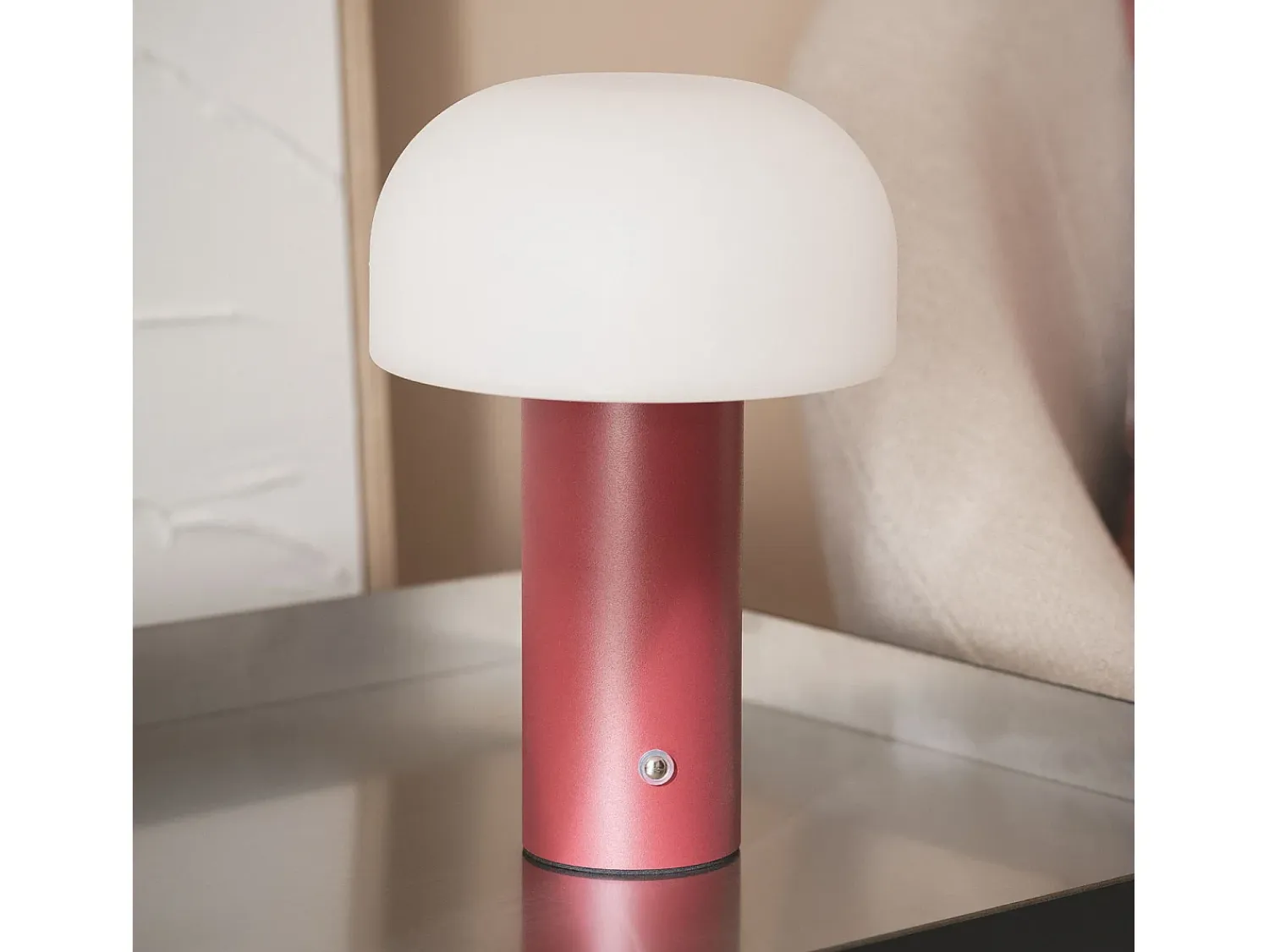 Discount Ledkia Lámpara de Mesa LED Portátil con Batería USB Recargable Leta Burdeos Blanco