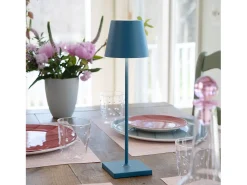Hot Lámpara de mesa LED recargable y regulable Poldina Pro Blu Avio con duración de batería de hasta 12 horas. Para uso exterior IP65 Azul