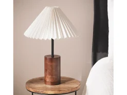 Lámpara de Mesa Madera Leonessa ILUZZIA Blanco Roto
