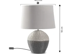 VS Venta-stock Lámpara De Mesa^Lámpara de mesa Oyuki de ratán natural, diámetro 40,5 cm Beige