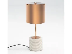 Discount Les Tendances Lámpara de mesa pantalla de metal cobre base de mármol blanco Xéna Al. 51 cm Dorado
