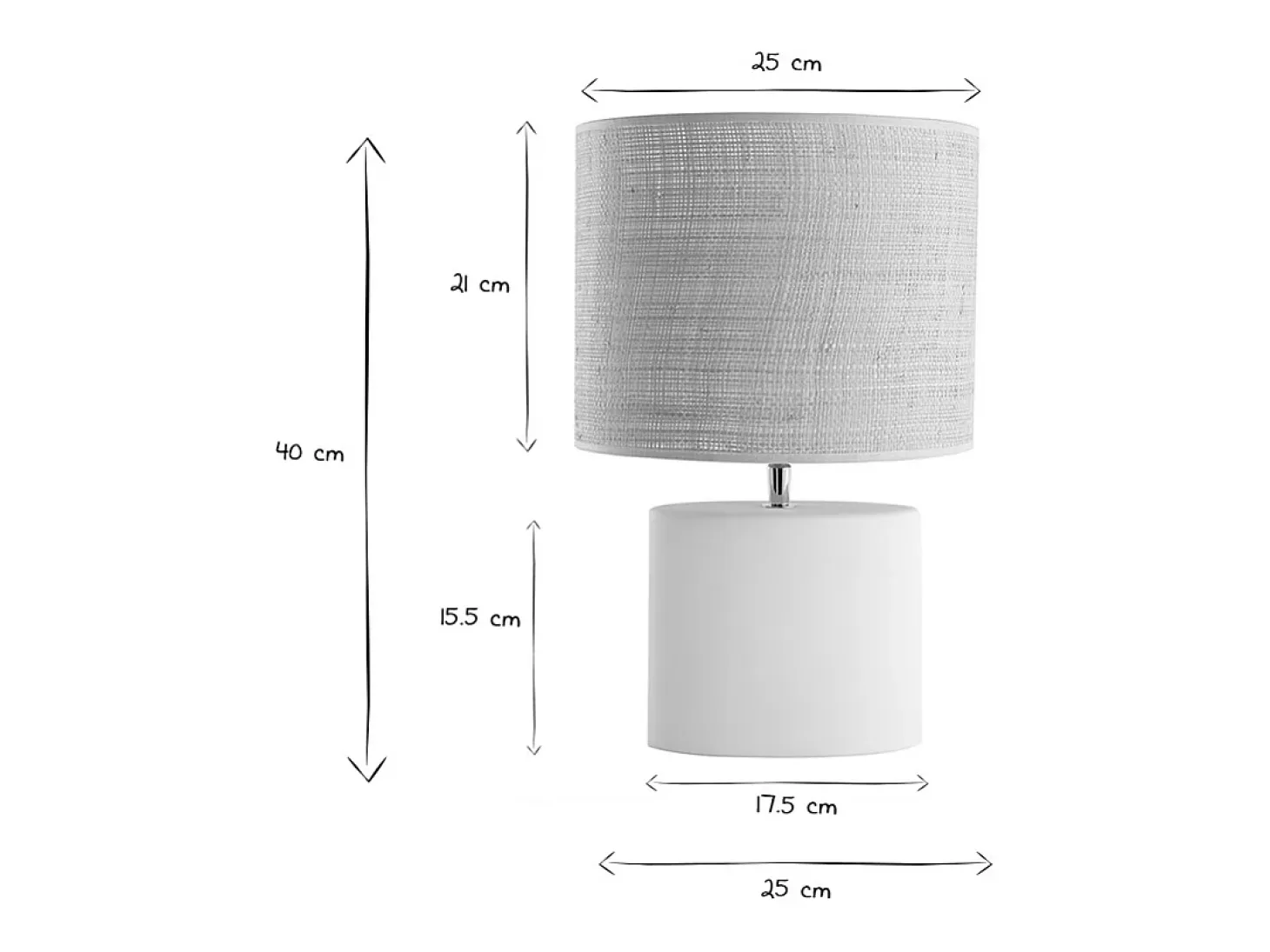 Lámpara de mesa étnica de cerámica blanca mate con pantalla de rafia TIGA