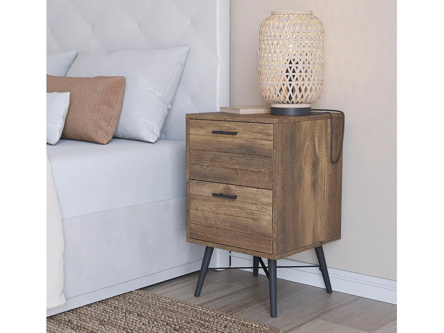 Best VS Venta-stock Lámpara de mesa Yuna de bambú, diámetro 22,5 cm Beige