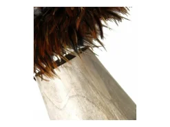 Discount Les Tendances Lámpara de mesa Zoey de plumas y teca maciza envejecida Color natural claro