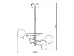 Online OZAIA Lámpara de metal asimétrica 6 globos, L.72 x H. 116 cm, brillante, NAKINA Dorado