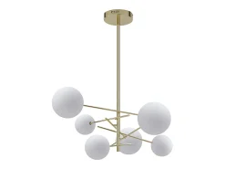 Online OZAIA Lámpara de metal asimétrica 6 globos, L.72 x H. 116 cm, brillante, NAKINA Dorado