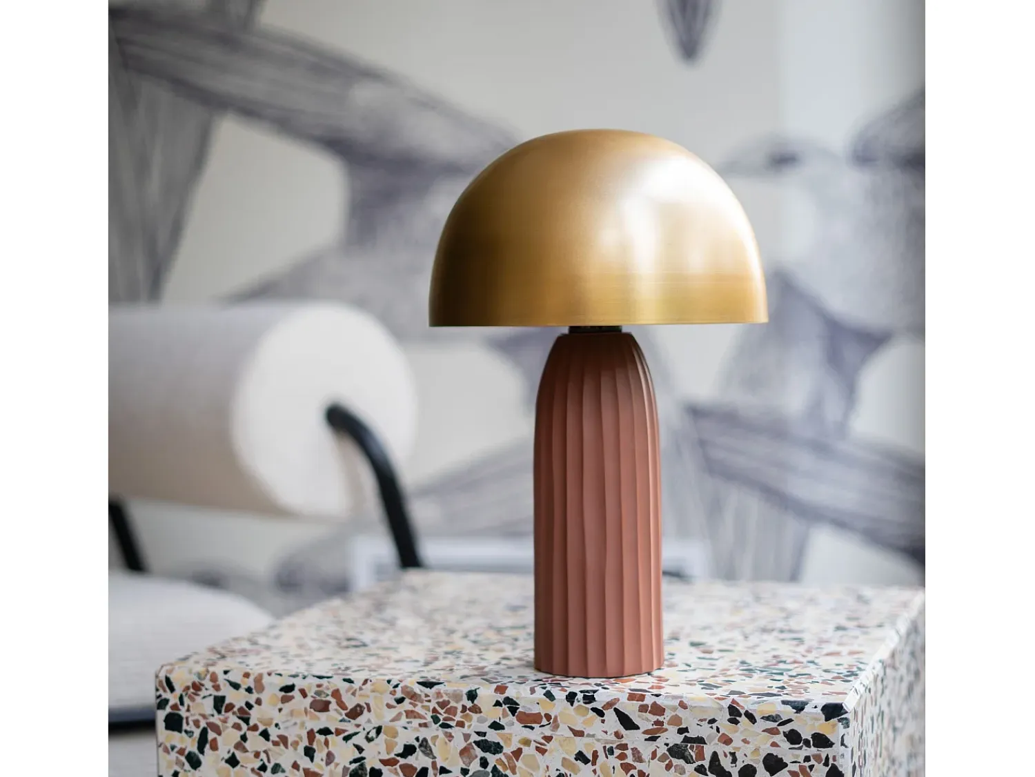 Rendez-Vous Déco Lámpara De Mesa^Lámpara de metal terracota y dorado - Joy Terracota / Dorado