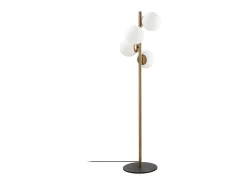 Lámpara de metal y cristal 4 globos FAZE - Alt. 130 cm - Dorado y blanco