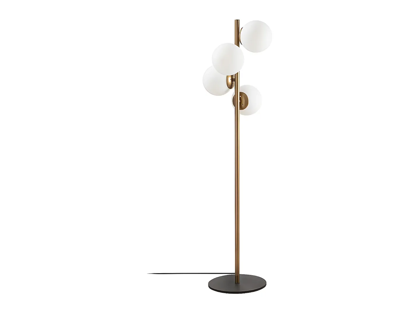 Lámpara de metal y cristal 4 globos FAZE - Alt. 130 cm - Dorado y blanco