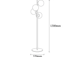 Lámpara de metal y cristal 4 globos FAZE - Alt. 130 cm - Dorado y blanco