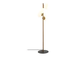 Lámpara de metal y cristal 4 globos FAZE - Alt. 130 cm - Dorado y blanco