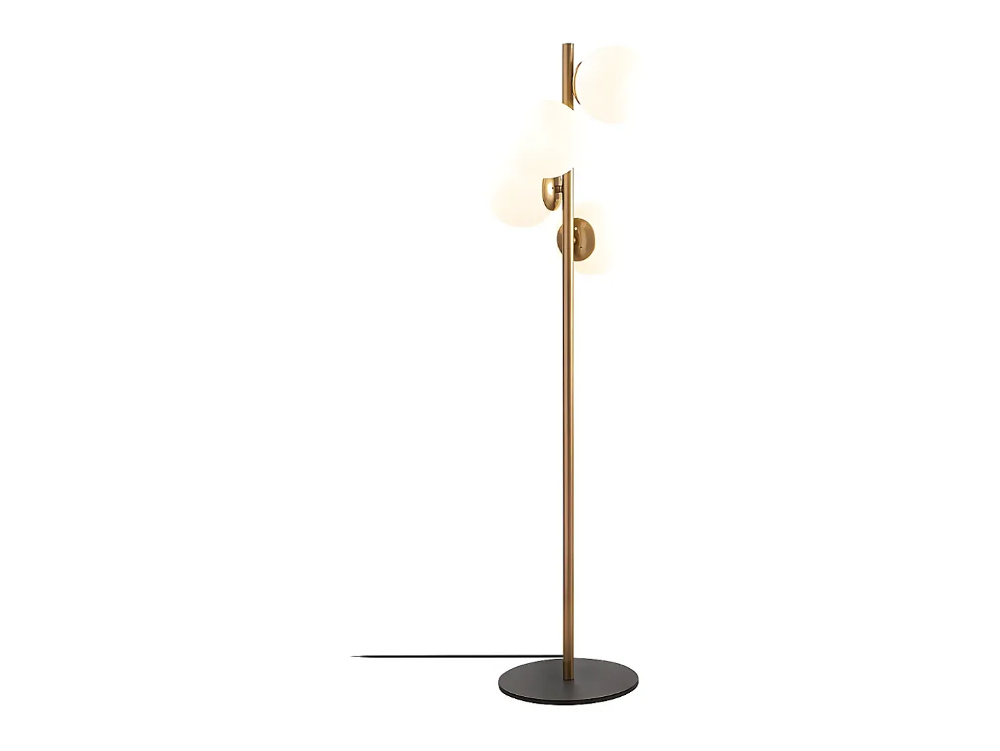 Lámpara de metal y cristal 4 globos FAZE - Alt. 130 cm - Dorado y blanco