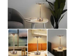 Best NETTLIFE Lámpara de noche inalámbrica , lámpara de mesa LED a batería, lámpara táctil regulable con batería recargable por USB, paquete de 2 Gris