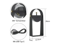 Outlet NETTLIFE Lámpara de noche LED con función de carga, lámpara de mesa, luz nocturna portátil, brillo ajustable Negro