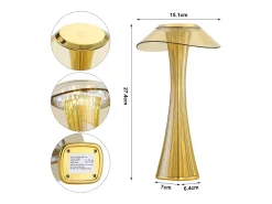 Discount NETTLIFE Lámpara de noche LED moderna, regulable, USB, con 3 niveles de brillo, lámpara de mesa Dorado