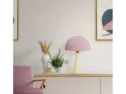 TOSEL Lámpara De Mesa^Lámpara de noche ,metal,madera, ,A37xD24,5xP24,5cm Rosa
