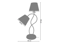 TOSEL Lámpara De Mesa^Lámpara de noche ,metal, ,A65xD40xP40cm Gris