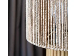 Rendez-Vous Déco Lámpara de papel de cuerda con base de tronco de madera - Mira Beige