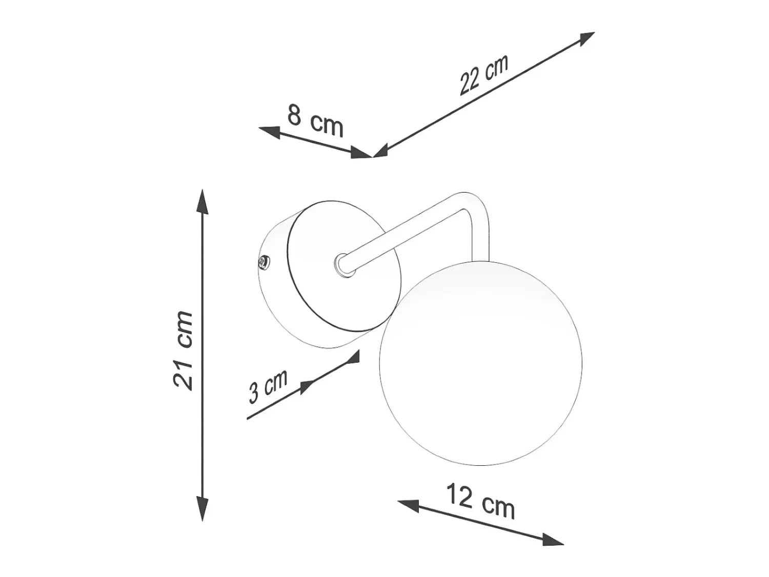 Sollux Lighting Lámpara De Pared Astral Minimalista De Acero/Vidrio - 1 Fuentes Luminosas - L.10 X A.21 Cm - Blanco