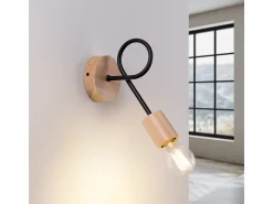 Sollux Lighting Aplique Para Pared^Lámpara De Pared Ember Minimalista De Acero/Madera - 1 Fuentes Luminosas - L.10 X A.24 Cm - /Madera Natural Negro