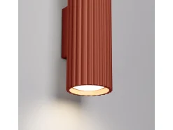 Sollux Lighting Lámpara de pared Gloow minimalista de aluminio - 2 fuentes luminosas 4000K - L.6,5 x A.30 cm - ocre Rojo