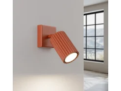 Sollux Lighting Aplique Para Pared^Lámpara de pared Gloow minimalista de aluminio - 1 fuentes luminosas 4000K - L.8 x A.8 cm - ocre Rojo