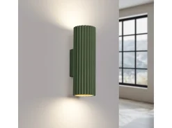 Sollux Lighting Aplique Para Pared^Lámpara de pared Gloow minimalista de aluminio - 2 fuentes luminosas 4000K - L.6,5 x A.20 cm - oliva Verde