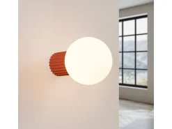 Best Sollux Lighting Lámpara De Pared Halo Moderno De Aluminio/Vidrio - 1 Fuentes Luminosas - L.12 X A.12 Cm - Ocre Rojo