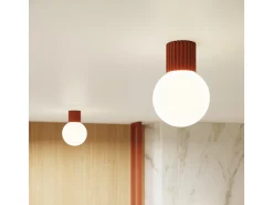 Best Sollux Lighting Lámpara De Pared Halo Moderno De Aluminio/Vidrio - 1 Fuentes Luminosas - L.12 X A.12 Cm - Ocre Rojo