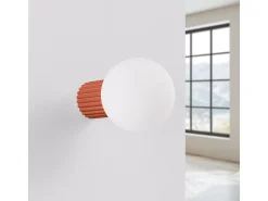 Best Sollux Lighting Lámpara De Pared Halo Moderno De Aluminio/Vidrio - 1 Fuentes Luminosas - L.12 X A.12 Cm - Ocre Rojo