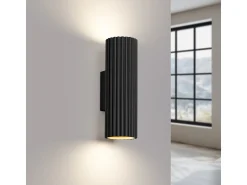 Best Sollux Lighting Lámpara De Pared Karbon Minimalista De Aluminio - 2 Fuentes Luminosas - L.6,5 X A.20 Cm - Negro