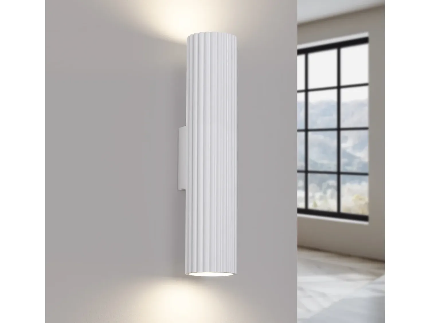 Sollux Lighting Lámpara De Pared Karbon Minimalista De Aluminio - 2 Fuentes Luminosas - L.6,5 X A.30 Cm - Blanco