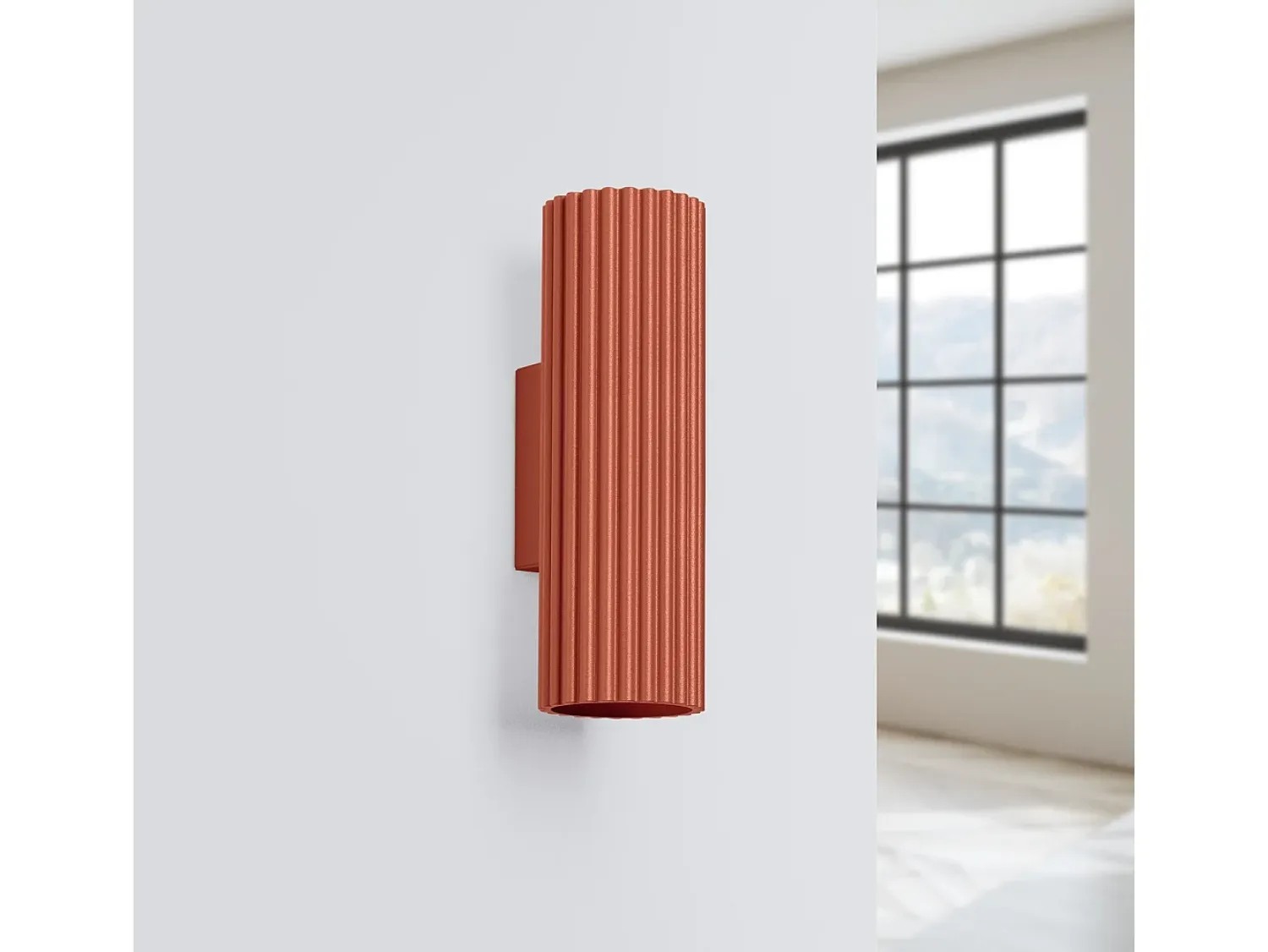 Sollux Lighting Aplique Para Pared^Lámpara De Pared Karbon Minimalista De Aluminio - 2 Fuentes Luminosas - L.6,5 X A.20 Cm - Ocre Rojo