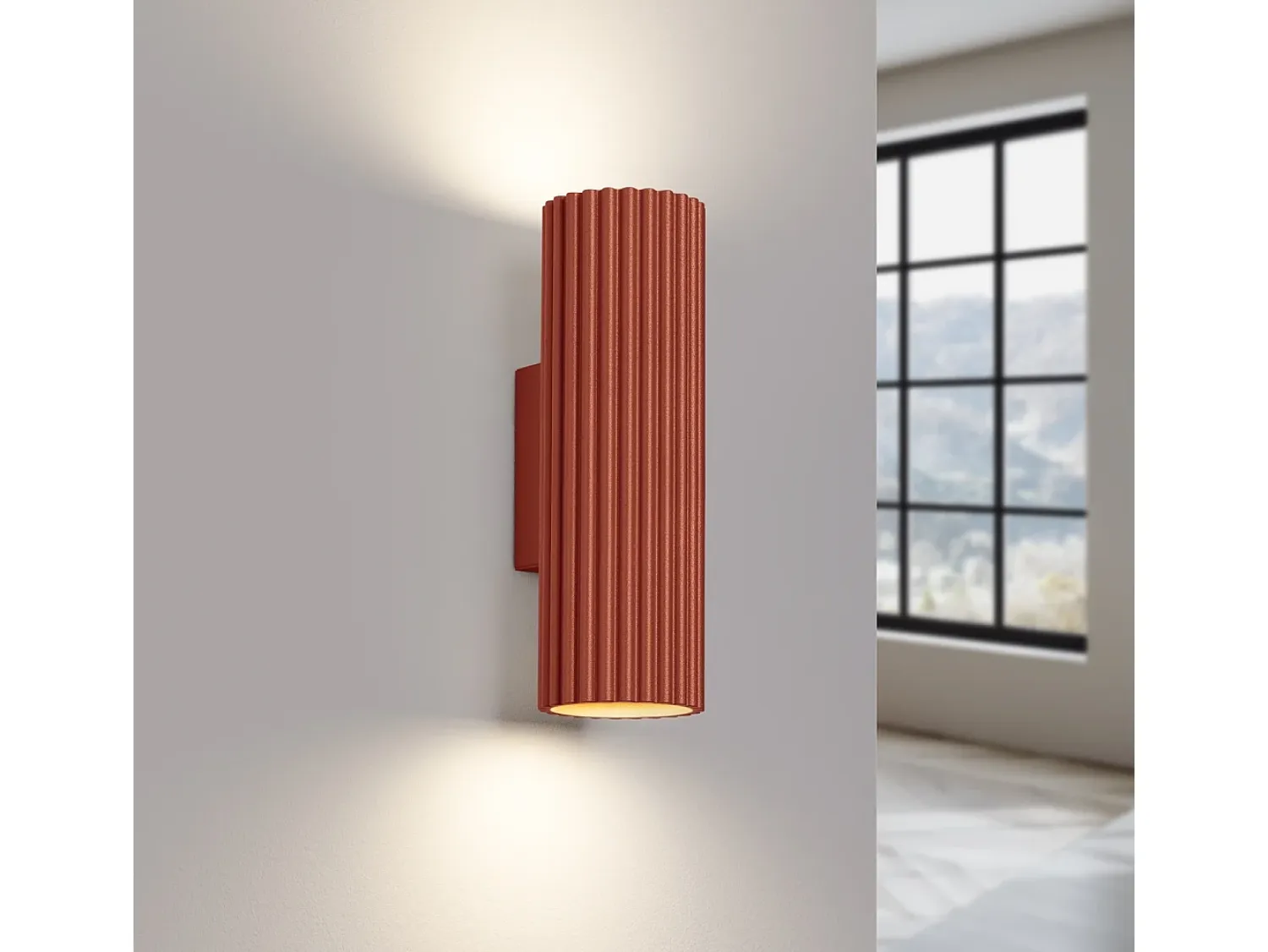 Sollux Lighting Aplique Para Pared^Lámpara De Pared Karbon Minimalista De Aluminio - 2 Fuentes Luminosas - L.6,5 X A.20 Cm - Ocre Rojo