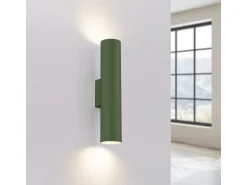 Sollux Lighting Aplique Para Pared^Lámpara De Pared Lagos Desván De Acero - 2 Fuentes Luminosas - L.6 X A.30 Cm - Oliva Verde