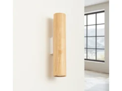Sollux Lighting Aplique Para Pared^Lámpara de pared Lino moderno de madera/acero - 2 fuentes luminosas - L.6 x A.30 cm - madera natural/ Blanco