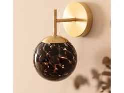 Sale Ledkia Lámpara de Pared Metal y Cristal Pardo Dorado