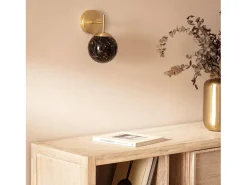 Sale Ledkia Lámpara de Pared Metal y Cristal Pardo Dorado