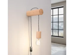 Sollux Lighting Aplique Para Pared^Lámpara De Pared Nimbi Desván De Madera - 1 Fuentes Luminosas - L.6 X A.55 Cm - Madera Natural//Negro Blanco