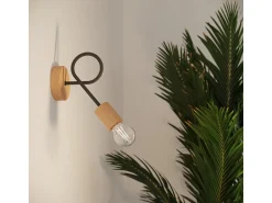 Sollux Lighting Lámpara de pared Sparkon minimalista de acero/madera - 1 fuentes luminosas 3000K - L.10 x A.24 cm - /madera natural Negro