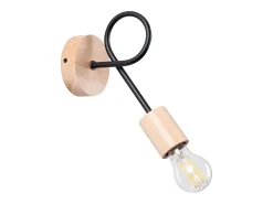 Sollux Lighting Aplique Para Pared^Lámpara de pared Sparkon minimalista de acero/madera - 1 fuentes luminosas 4000K - L.10 x A.24 cm - /madera natural Negro