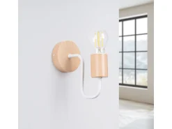 Best Sollux Lighting Lámpara De Pared Timbo Desván De Acero/Madera - 1 Fuentes Luminosas - L.8 X A.18,5 Cm - /Madera Natural Blanco