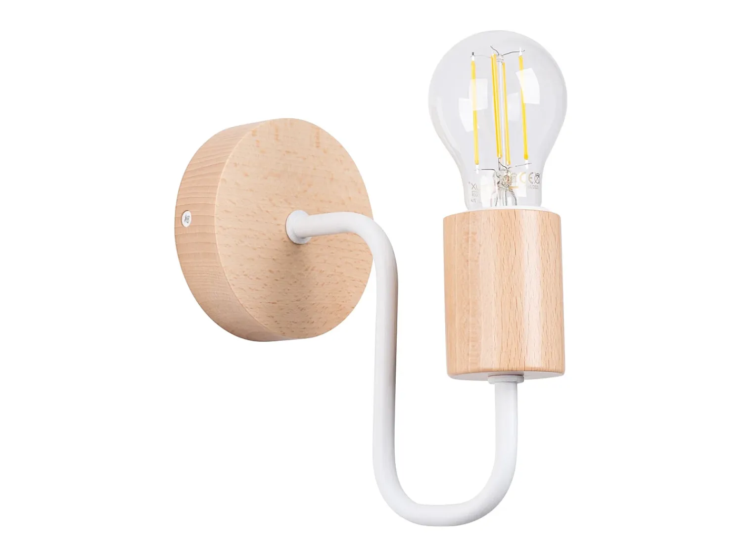 Sollux Lighting Lámpara de pared Zimbo desván de acero/madera - 1 fuentes luminosas 4000K - L.8 x A.18,5 cm - /madera natural Blanco