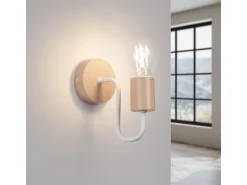 Sollux Lighting Lámpara de pared Zimbo desván de acero/madera - 1 fuentes luminosas 4000K - L.8 x A.18,5 cm - /madera natural Blanco