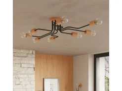 Sollux Lighting Aplique Para Pared^Lámpara de pared Zimbo desván de acero/madera - 1 fuentes luminosas 3000K - L.8 x A.18,5 cm - /madera natural Negro
